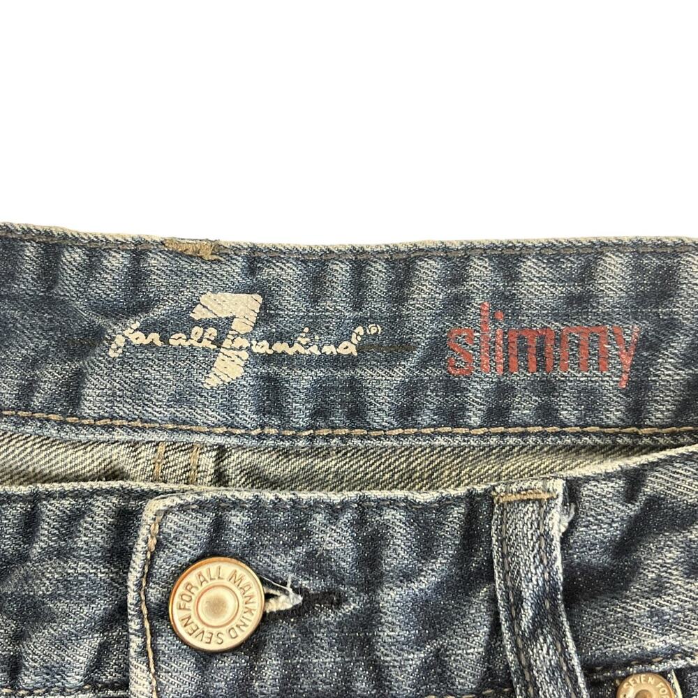 7 For All Mankind Slimmy Jeans Sz 16 Youth Boys Straight Leg Blue 5 Pocket - Picture 5 of 13